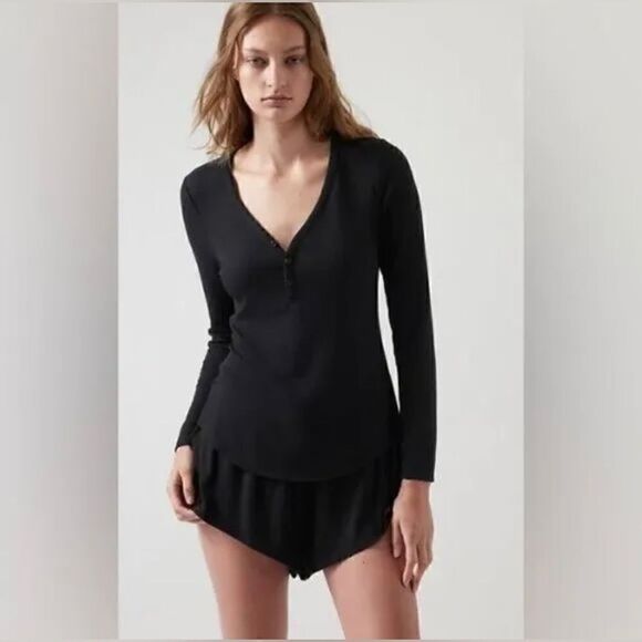 Athleta Wind Down Long Sleeve V-Neck Sleep Top Size Large Pink Retail $49 - Picture 6 of 9